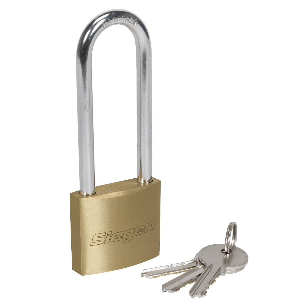 Siegen by Sealey Brass Body Padlock with Brass Cylinder Long Shackle 40mm 