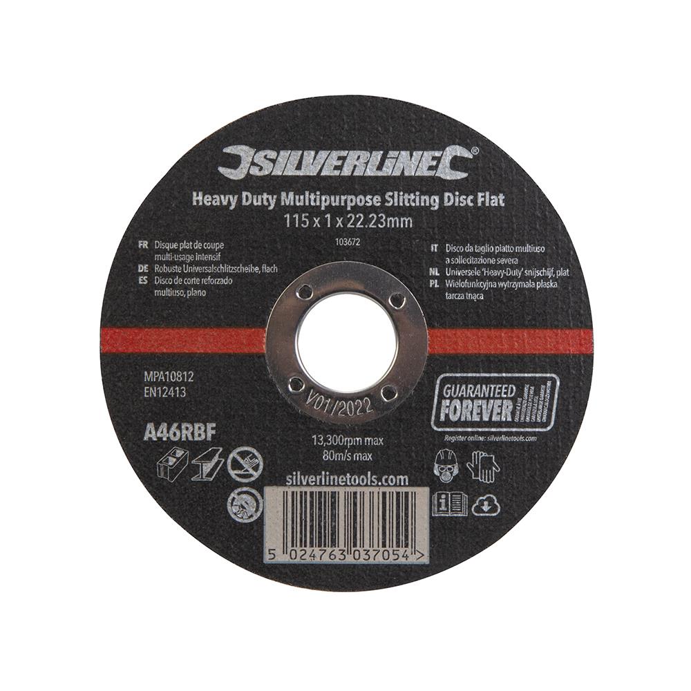 Silverline Heavy Duty Flat Multipurpose Slitting Disc 115 x 1 x 22.23mm