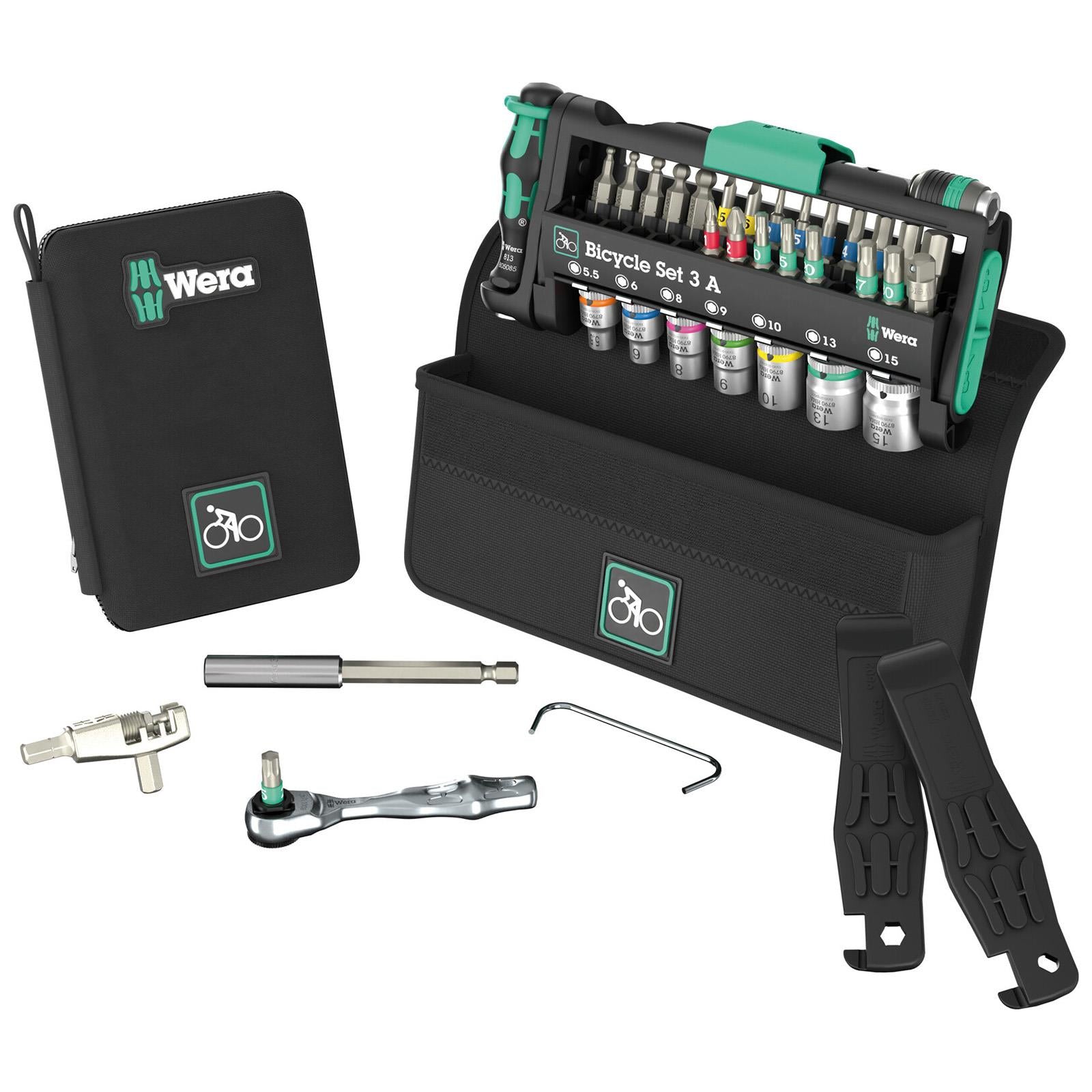 Wera Screwdriver Bits Bit Holder and Socket Set in Pouch Bicycle Set 3 A 40 Pieces