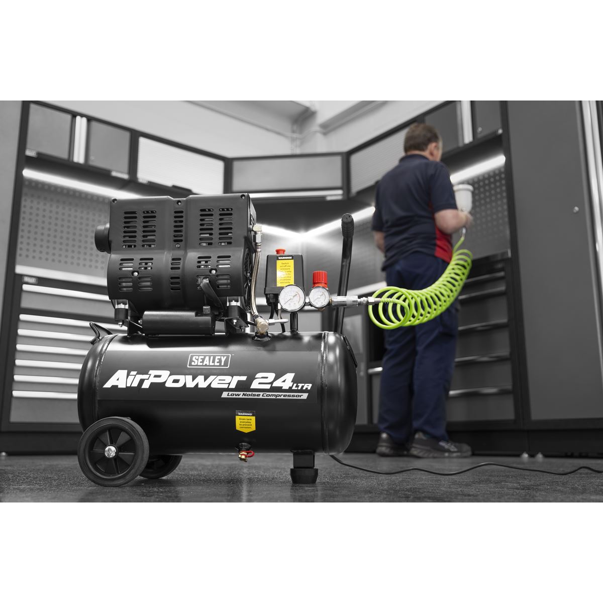 Sealey 24L Low Noise Oil Free Direct Drive Air Compressor 1hp 