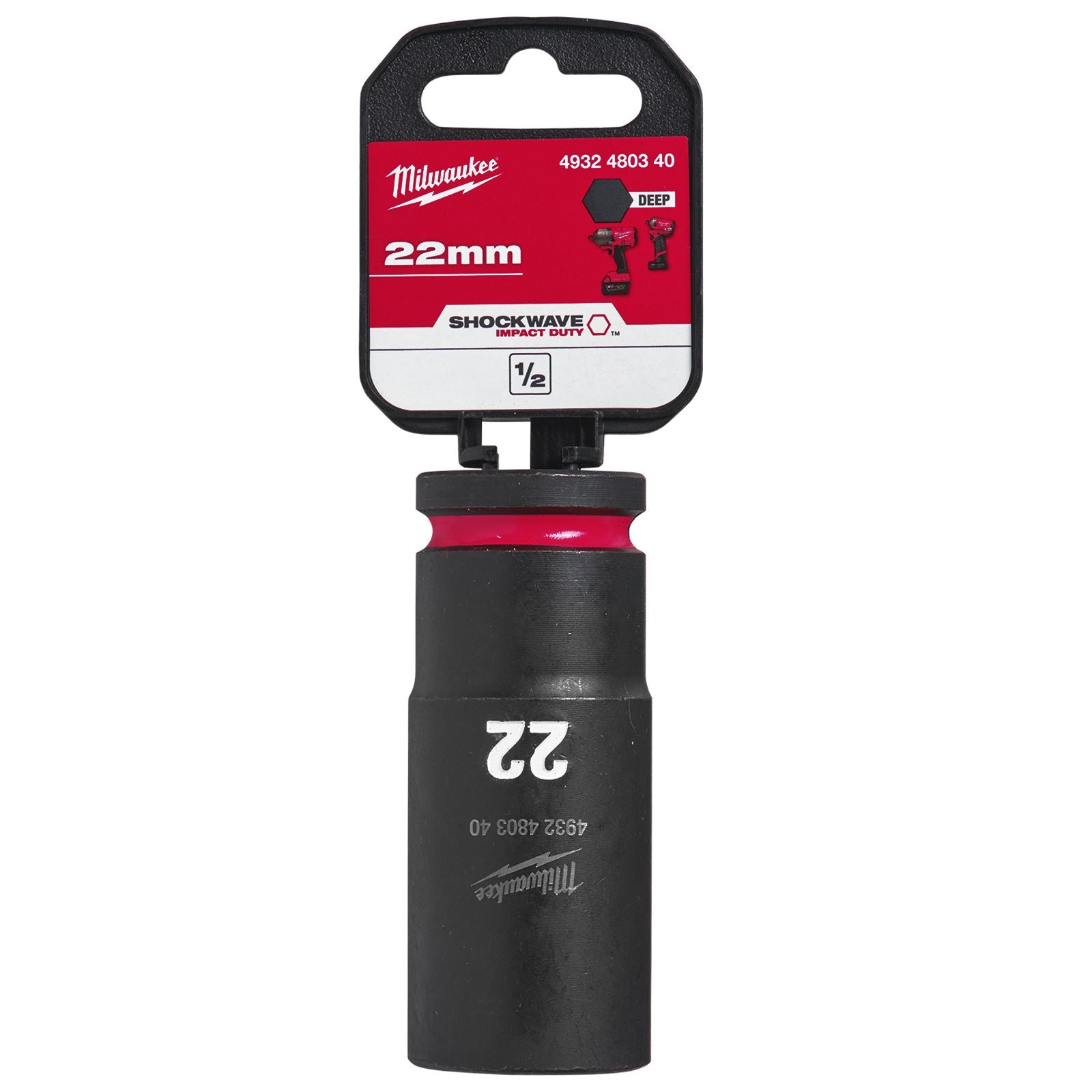 Milwaukee Impact Sockets Deep 1/2" Drive 8-36mm SHOCKWAVE Impact Duty 