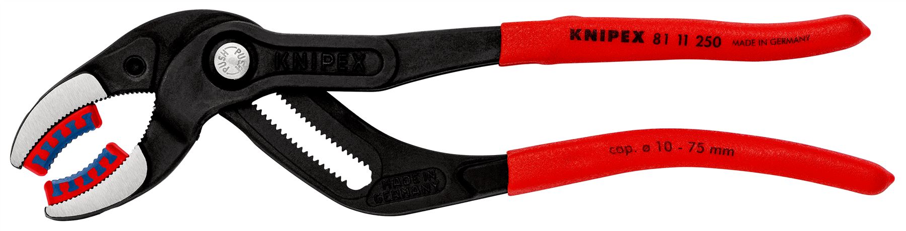 KNIPEX Siphon and Connector Pliers Plastic Jaws for Traps Tube Fittings Connectors 250mm Plastic Coated 81 11 250 SB