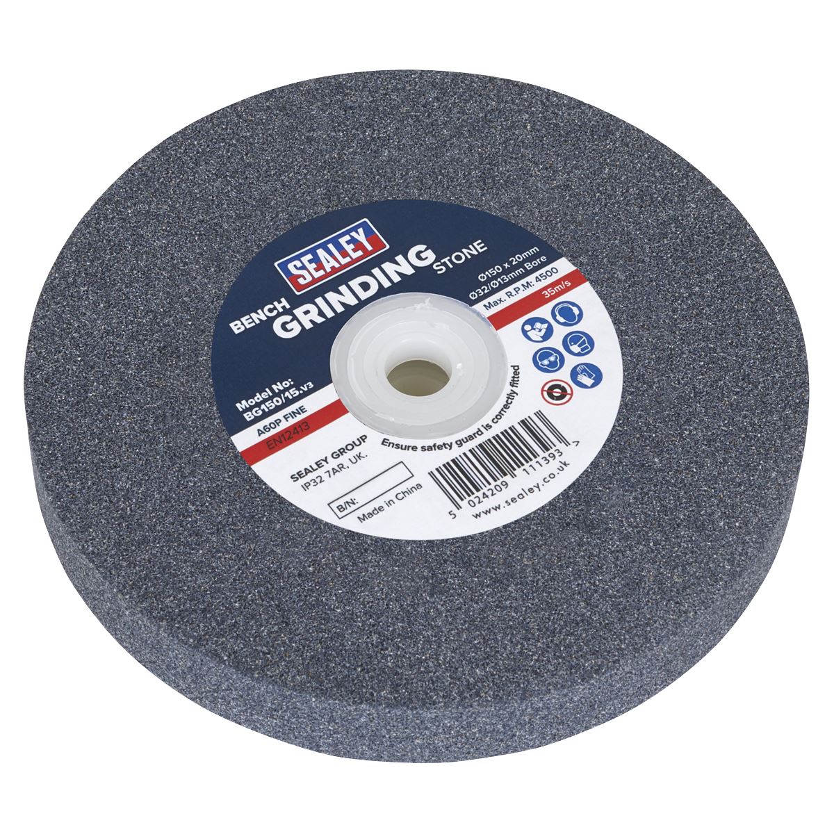 Sealey Grinding Stone Ø150 x 20mm Ø32(Ø13)mm Bore A60P Fine