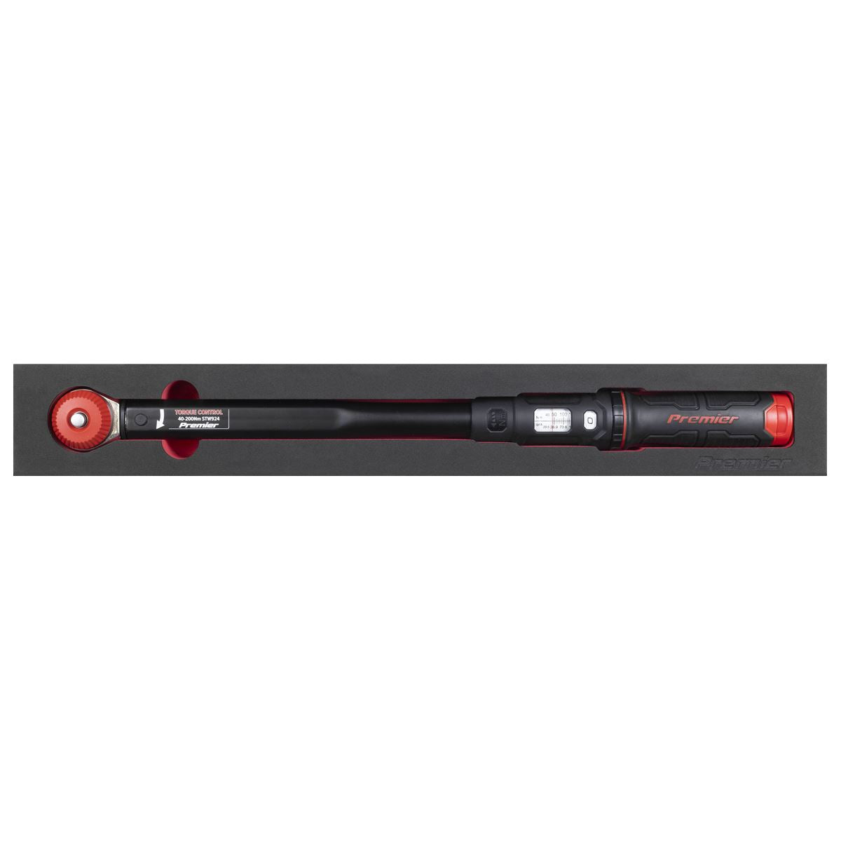 Sealey Premier Black Calibrated Micrometer Torque Wrench with 1/2"Sq Push-Through Drive 40-200Nm  White Rose Tools