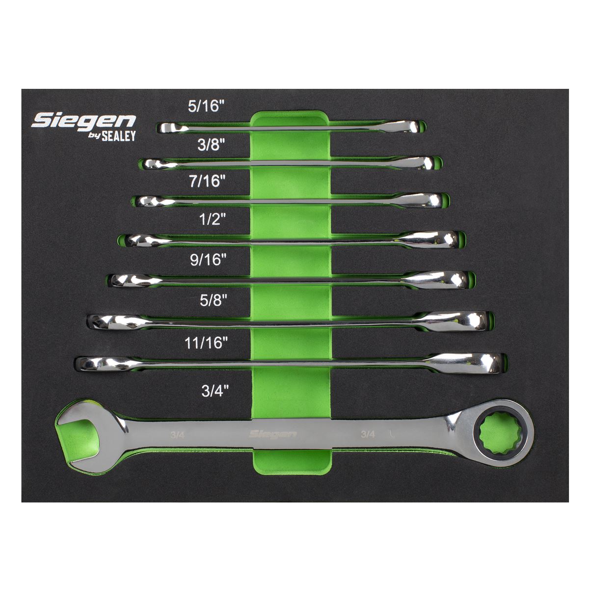 Siegen by Sealey Combination Ratchet Spanner Set 8pc Imperial