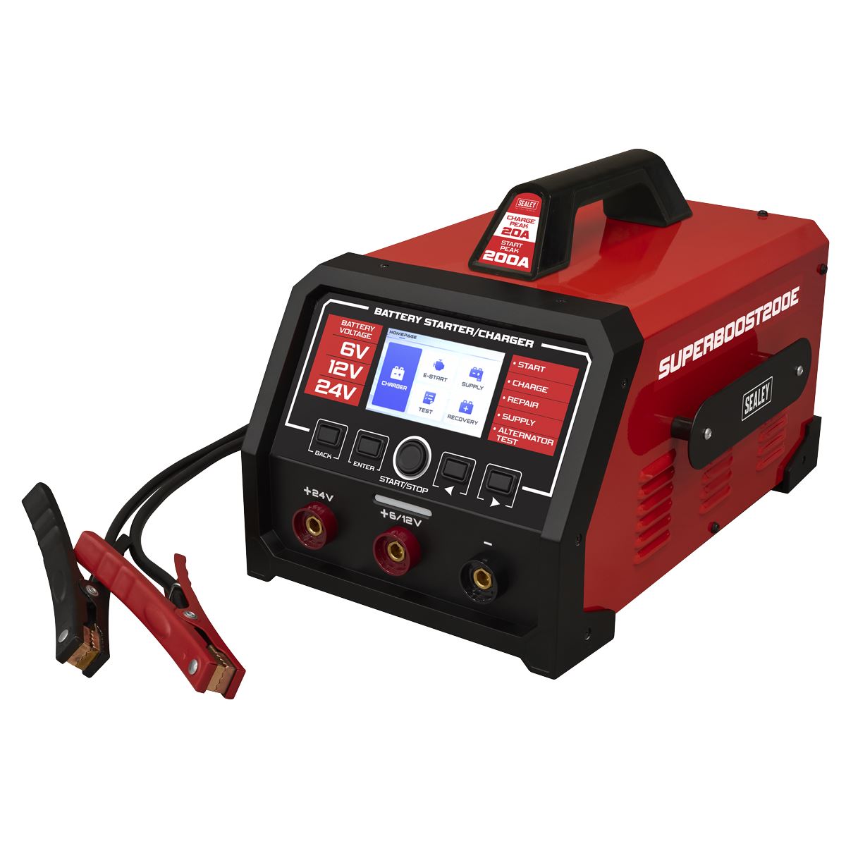 Sealey 6/12/24V Battery Starter/Charger 200A/230V  White Rose Tools