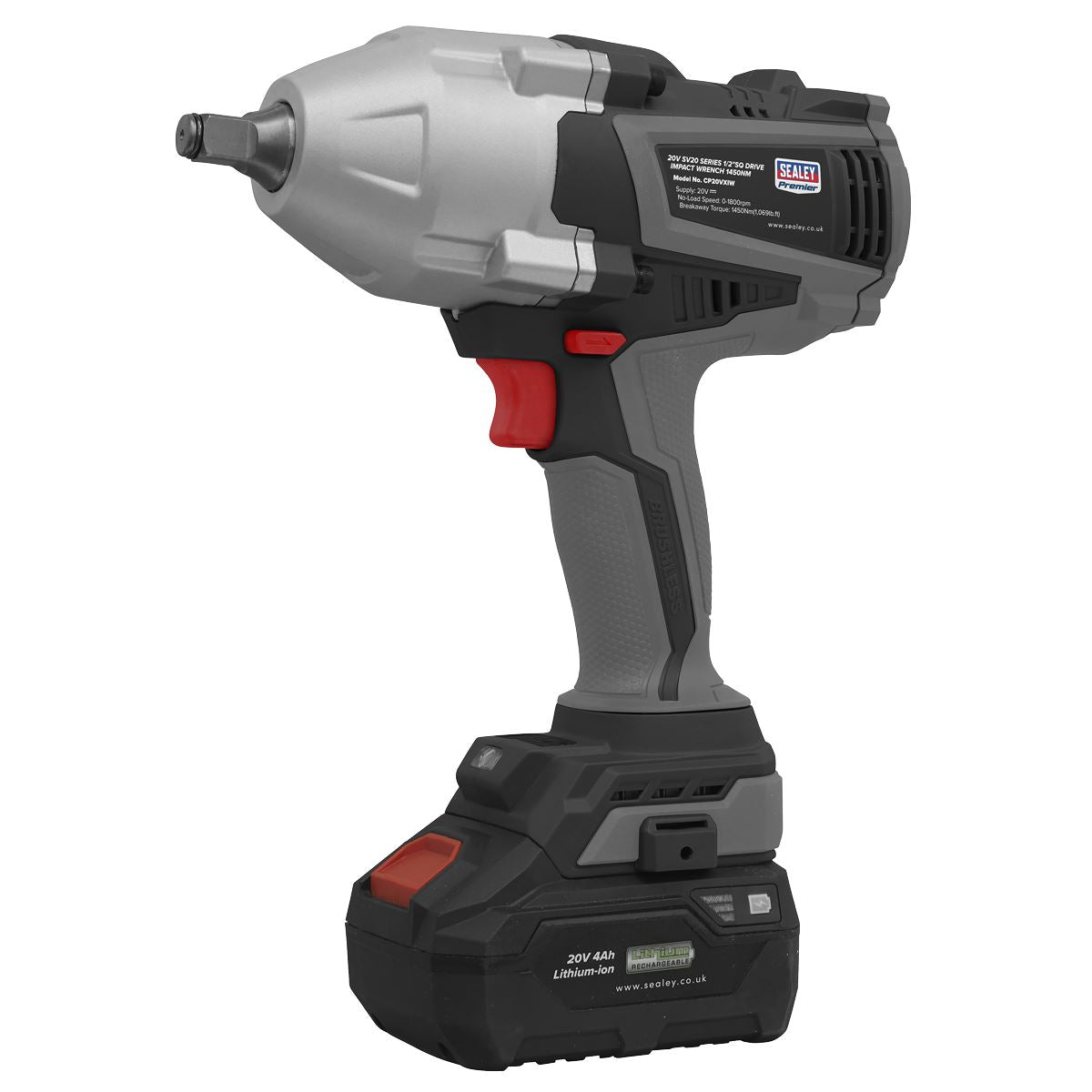 Sealey Premier Brushless Impact Wrench 20V SV20 Series 1/2"Sq Drive - Body Only 