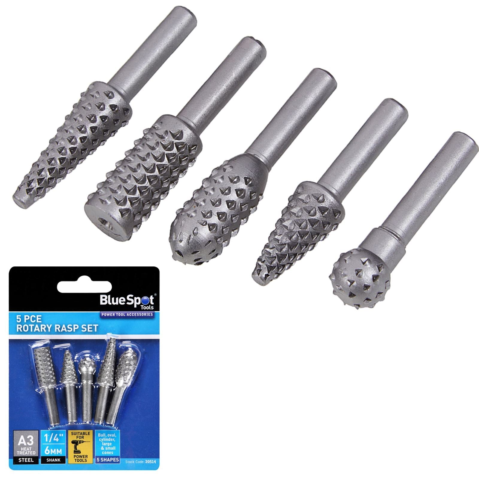 BlueSpot Rotary Rasp Set 5 Piece 