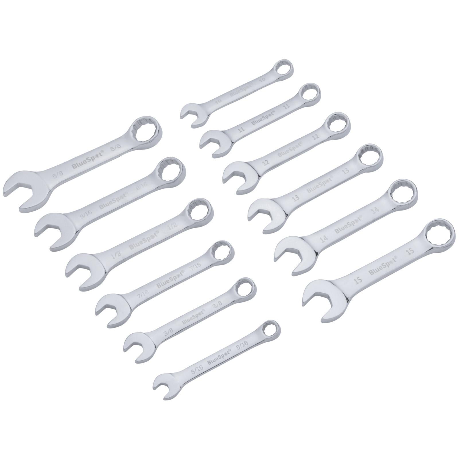 BlueSpot Assorted Spanner Set Metric Imperial 6-19mm 1/4"-5/8" 32 Piece