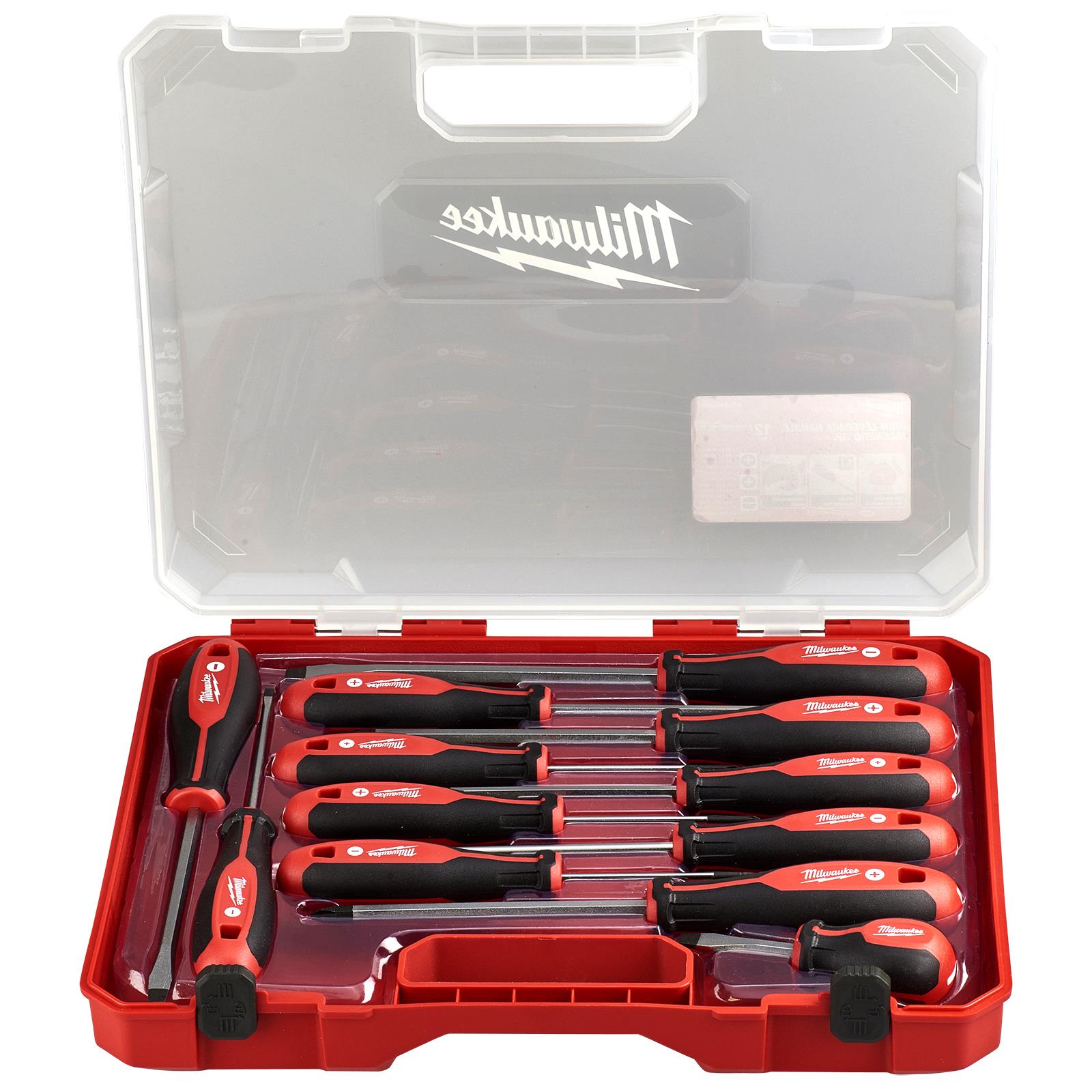 Milwaukee Tri-Lobe Screwdriver Set 12 Piece in Case Pozi Phillips Slotted 