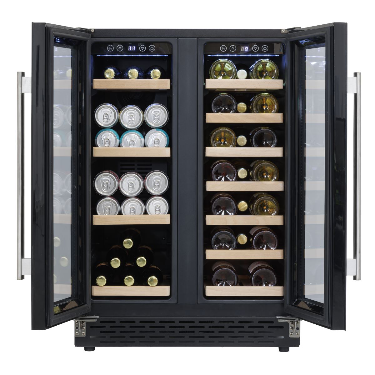 Baridi 60cm Dual Zone Wine Cooler and Drinks Fridge 40 Bottle/120 Can Built-In Under Counter/Freestanding Glass Fronted Bar Drinks Fridge Chiller