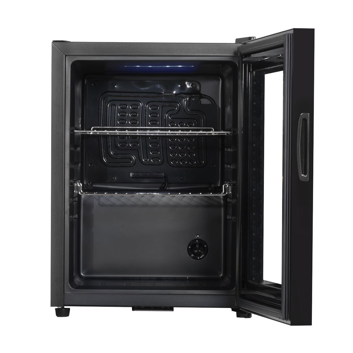 Baridi 40L Drinks Mini Fridge with LED Light, Black and Glass Door