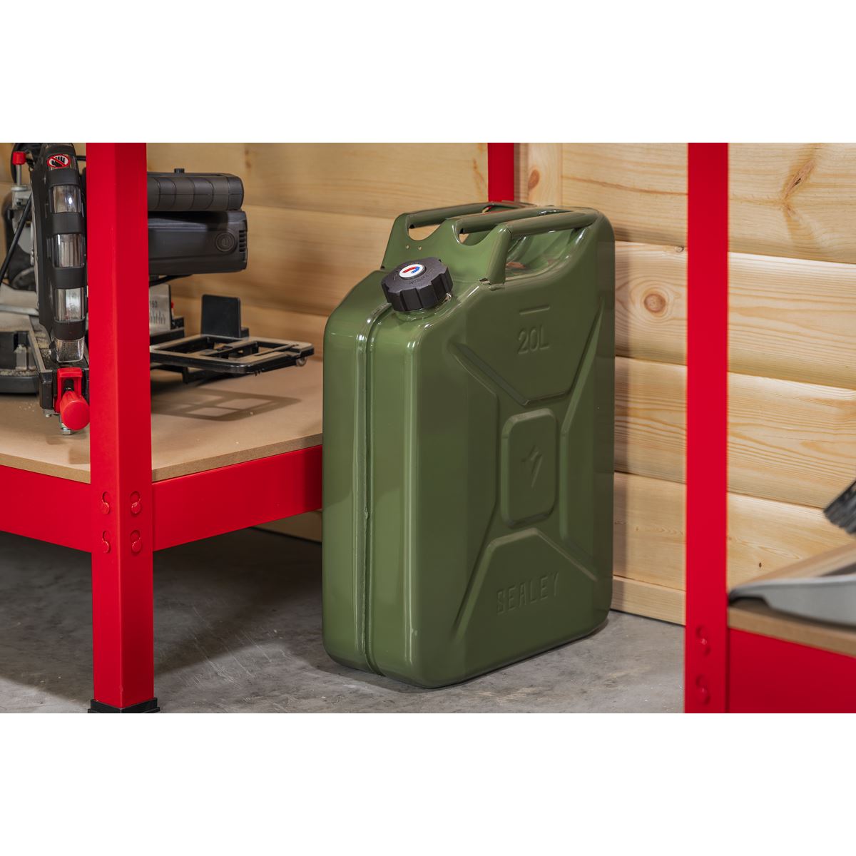 Sealey Screw Cap Metal Jerry Can 20L - Green