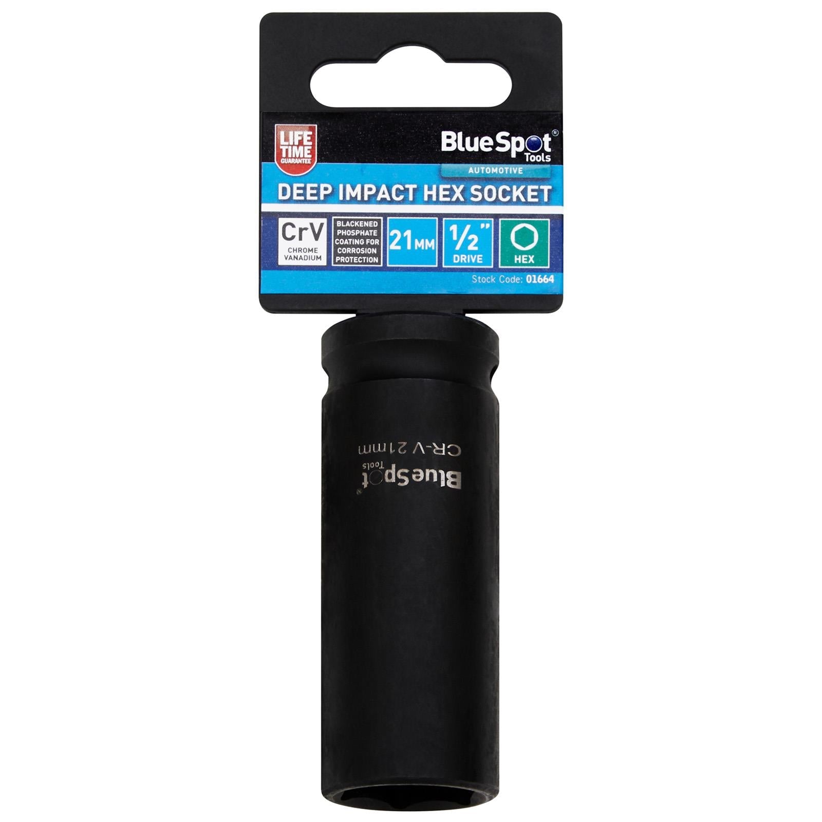 BlueSpot Deep Impact Socket 1/2" Drive 6 Point Hex Individual 8-41mm - Choose Size  White Rose Tools