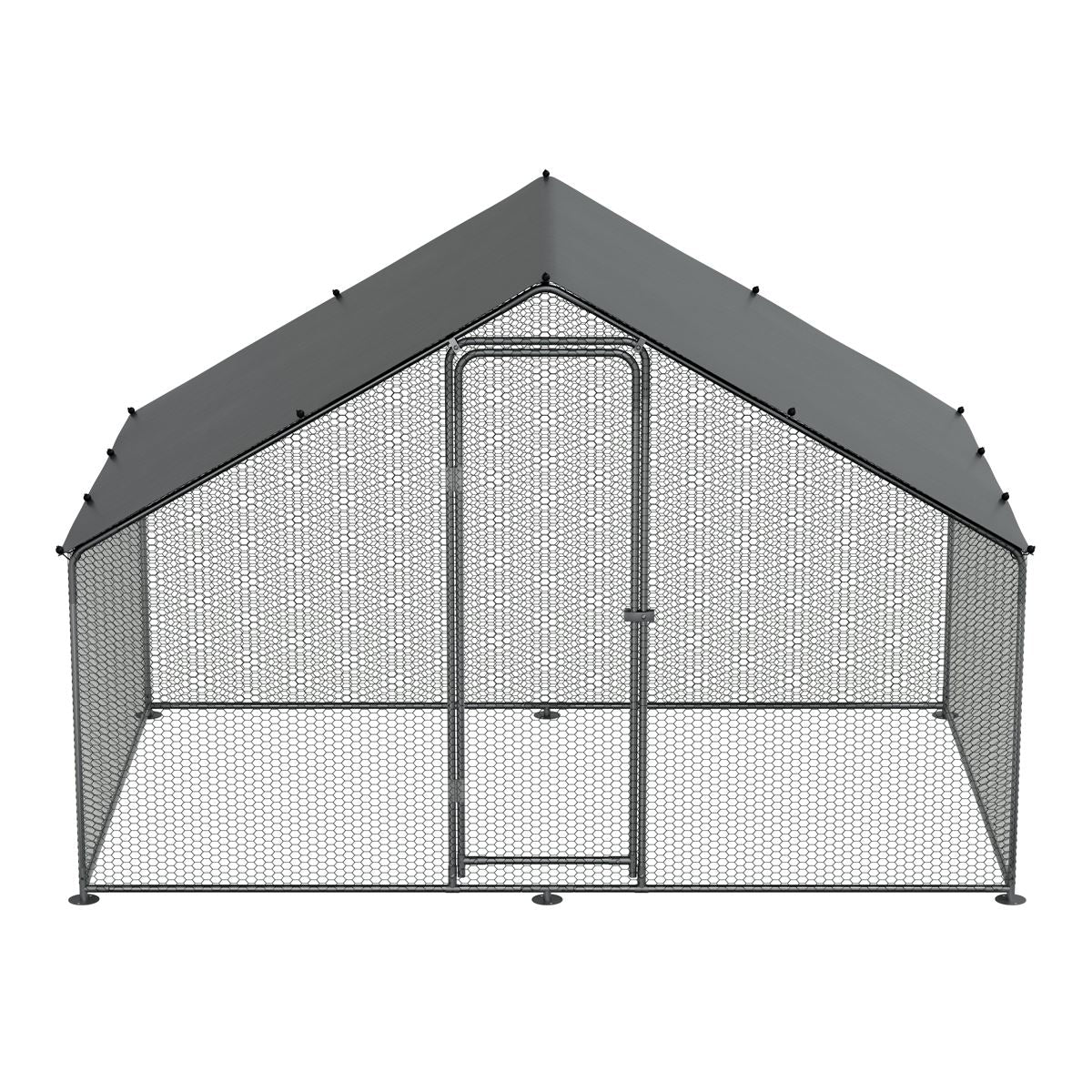 Dellonda 3 x 2 x 2m Walk-In Chicken Run, Galvanized Steel, Roof Cover, PVC Coated Chicken Wire