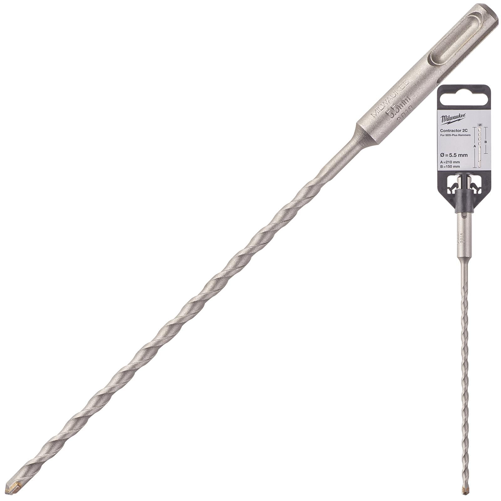 Milwaukee SDS Plus Contractor Hammer Drill Bits 2 Cut 
