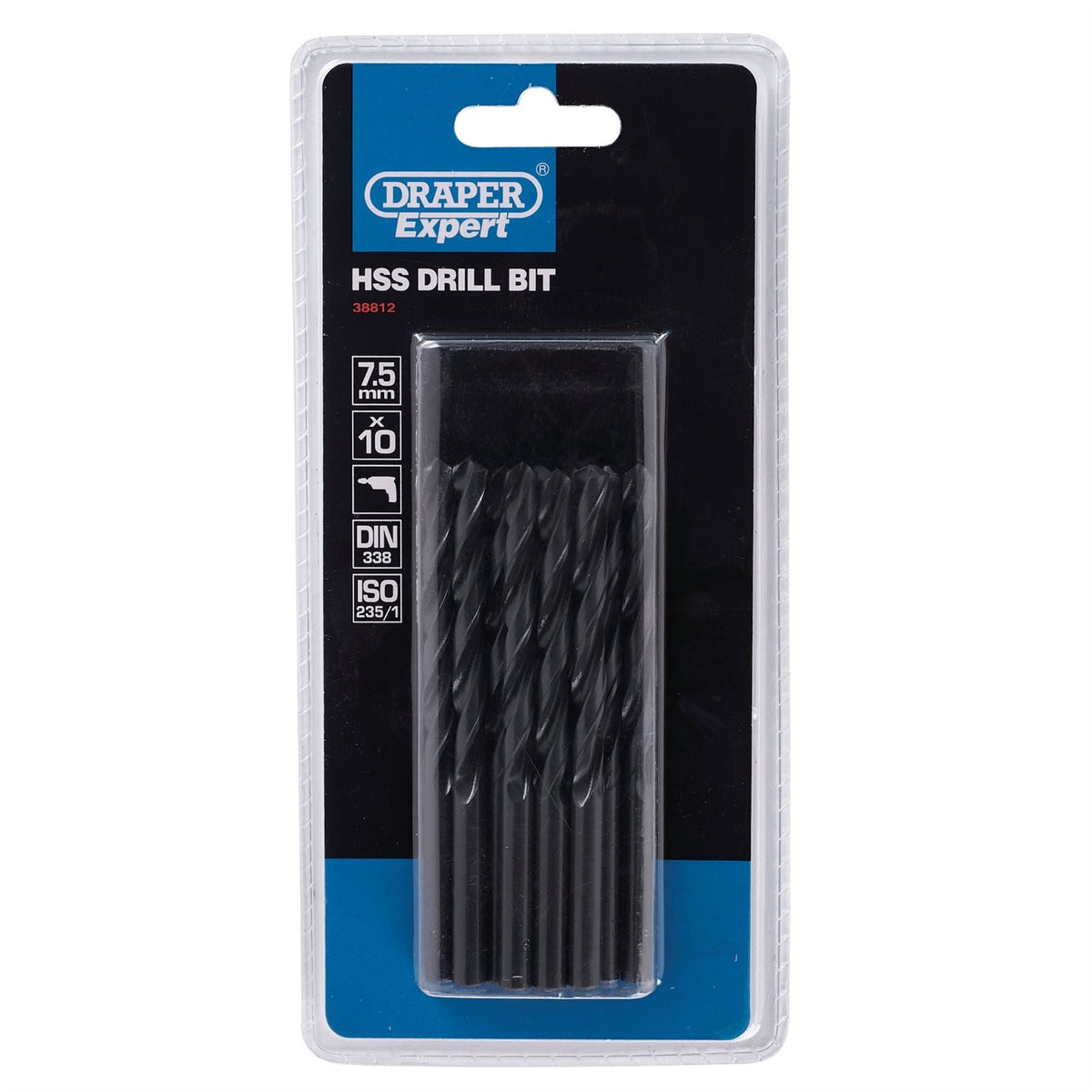 Draper Expert HSS Drill Bit 7.5 x 220mm (Pack of 10) 38812  White Rose Tools