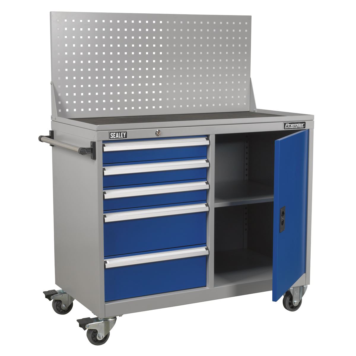 Sealey Premier Industrial Industrial Mobile Workstation 5 Drawer & 1 Shelf Locker