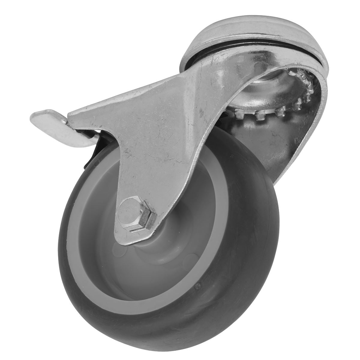 Sealey Medium-Duty Thermoplastic Bolt Hole Castor Wheel with Total Lock Ø75mm - Trade 
