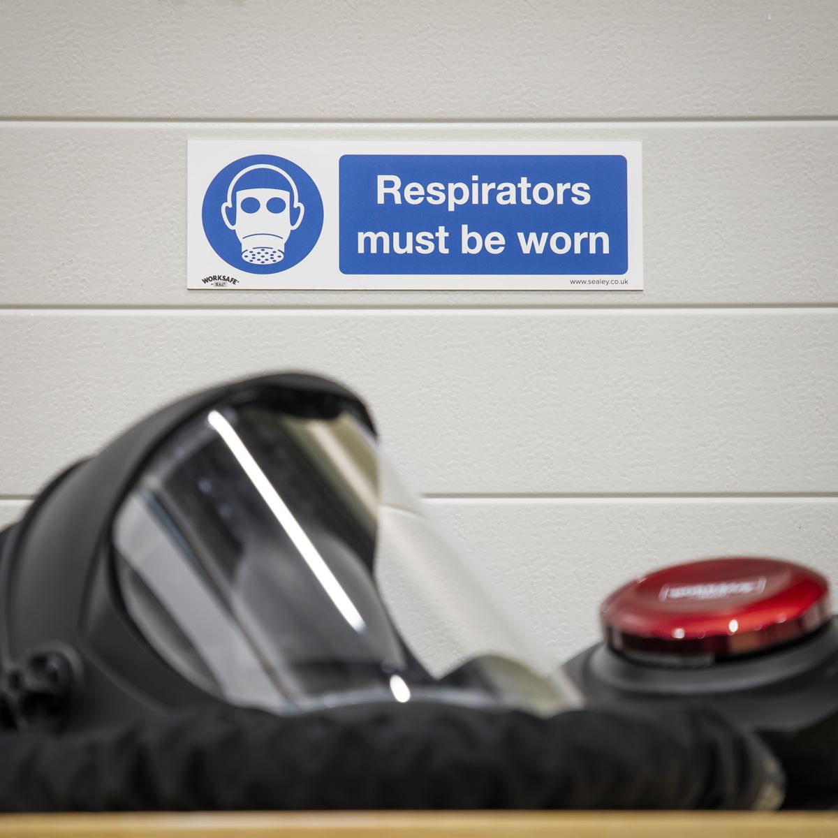 Worksafe by Sealey Mandatory Safety Sign - Respirators Must Be Worn - Self-Adhesive Vinyl