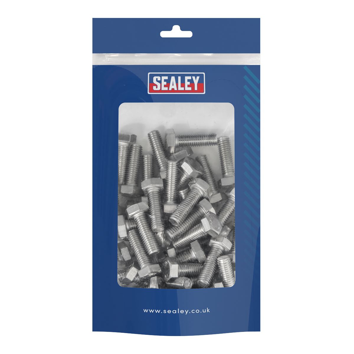 Sealey Stainless Steel Hex Head Set Screw DIN 933 - M8 X 25 A2 - Pack of 50  White Rose Tools