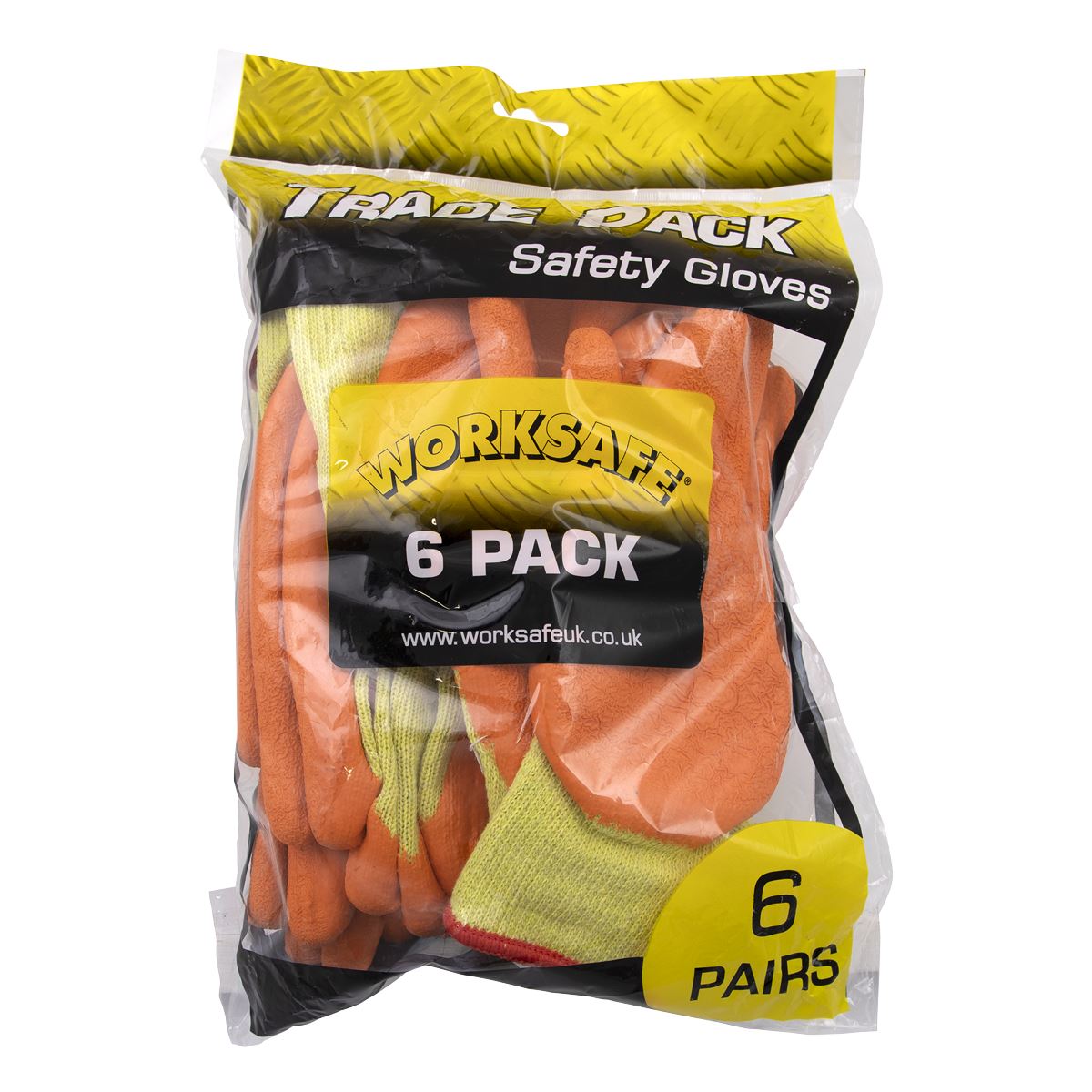 Worksafe by Sealey Super Grip Knitted Gloves Latex Palm (Large) - Pack of 6 Pairs