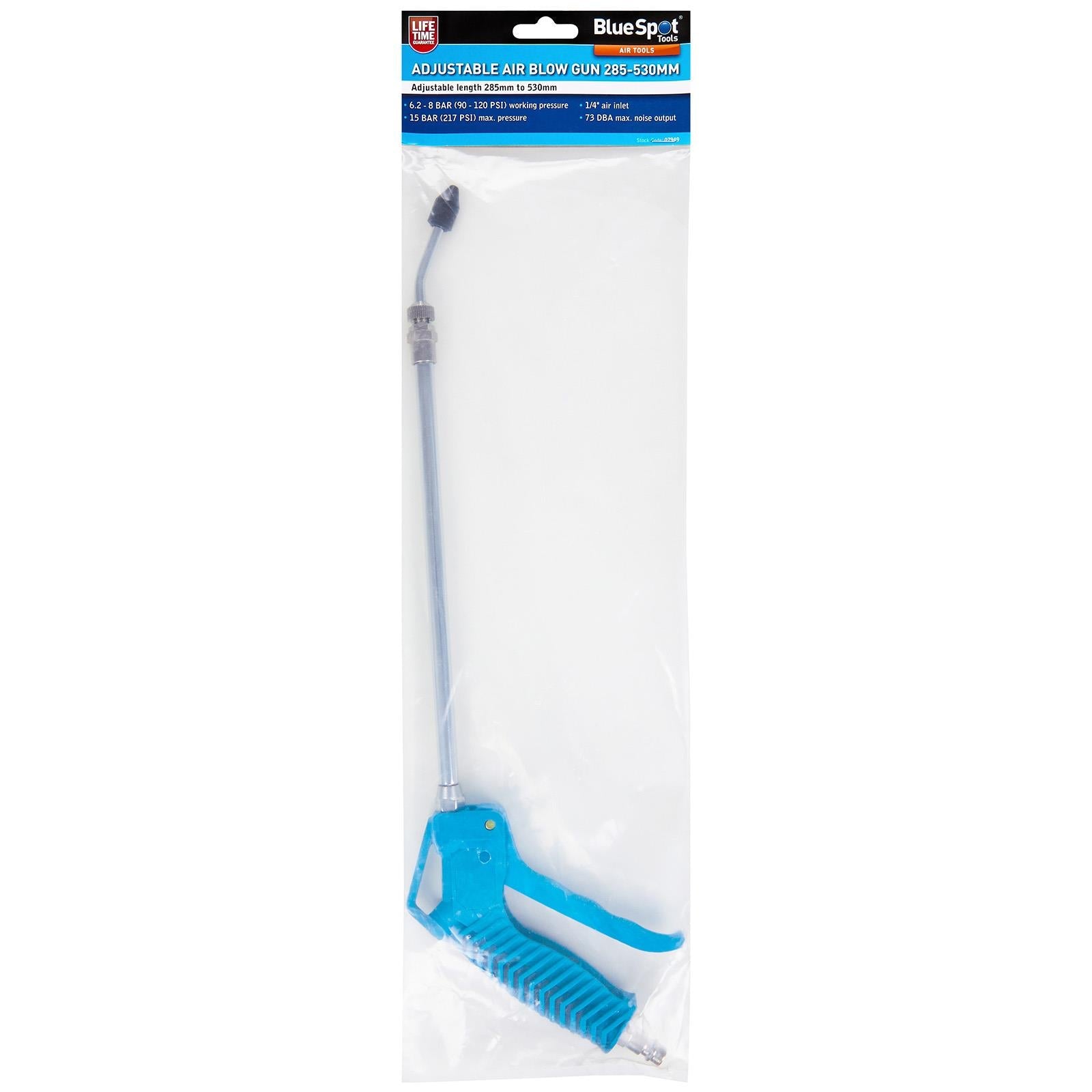 BlueSpot Air Blow Dust Gun Telescopic Adjustable 285-530mm  White Rose Tools