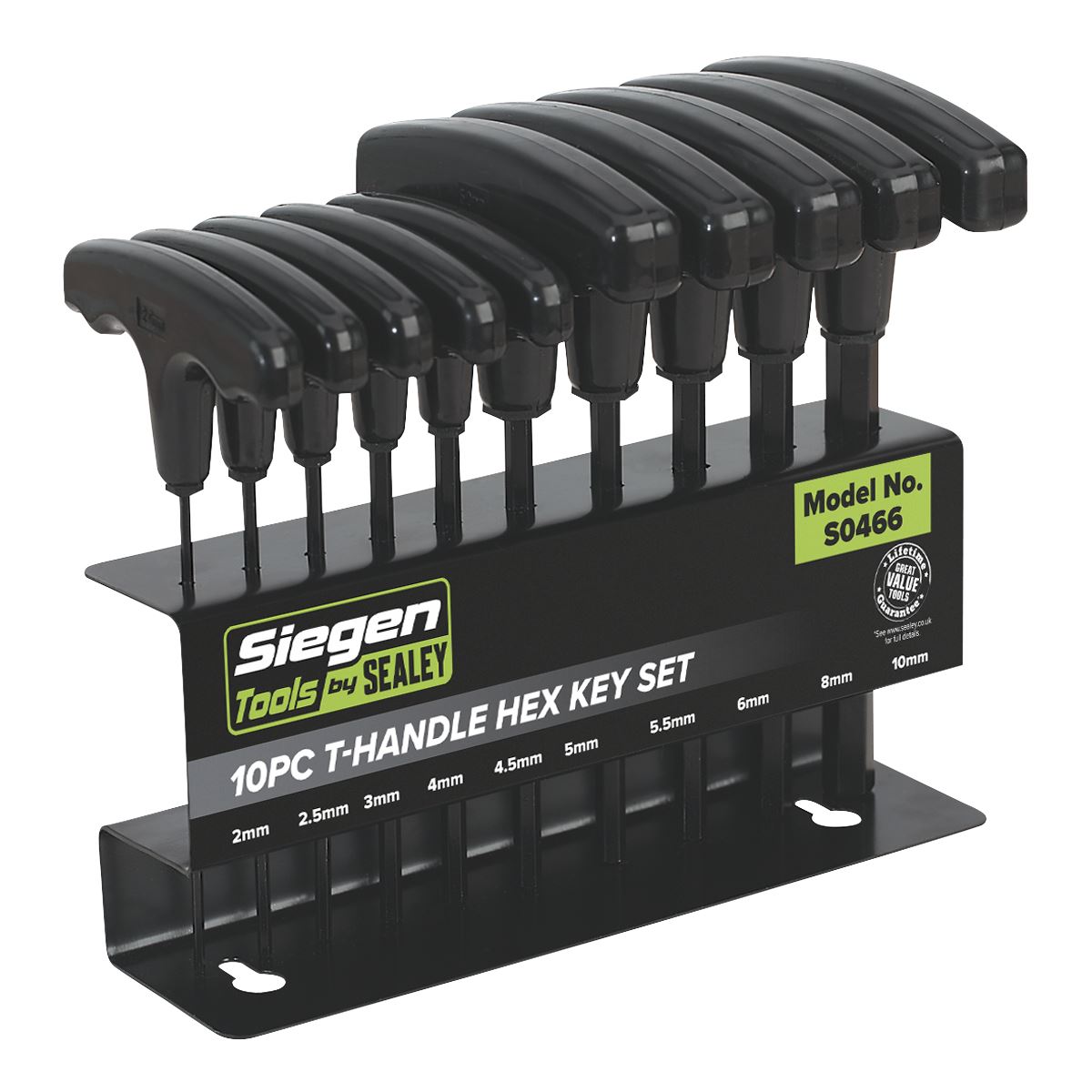 Siegen by Sealey Hex Key Set 10pc T-Handle - Metric