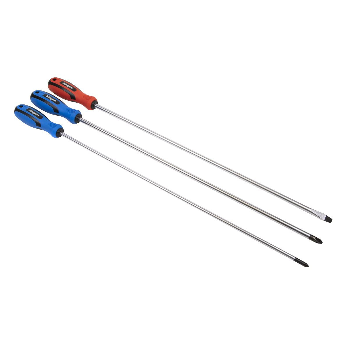 Siegen Screwdriver Set Extra Long Magnetised Tip Colour Coded Phillips Slotted