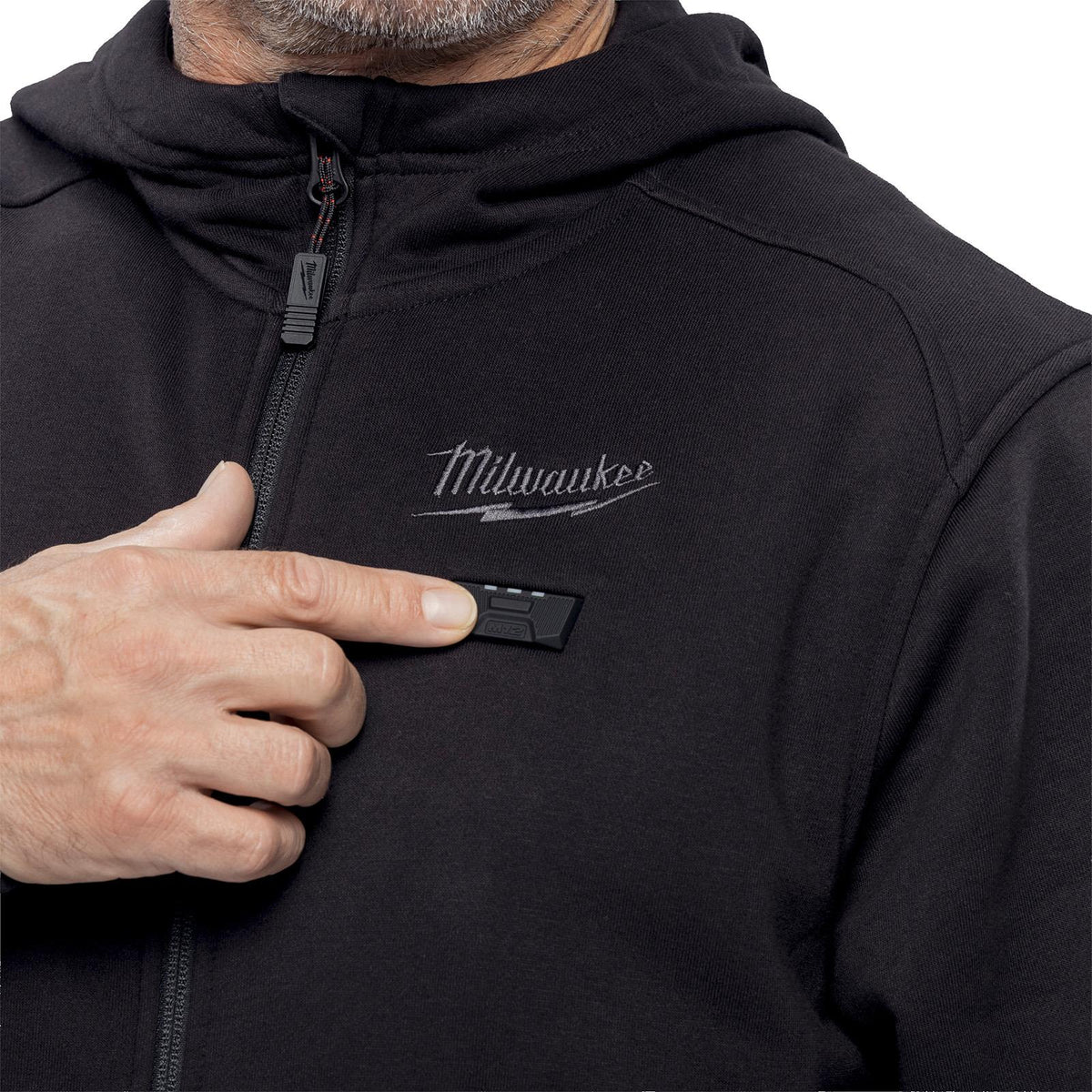 Milwaukee M12 HEXON Heated Hoodie Black M12HHBL5  White Rose Tools