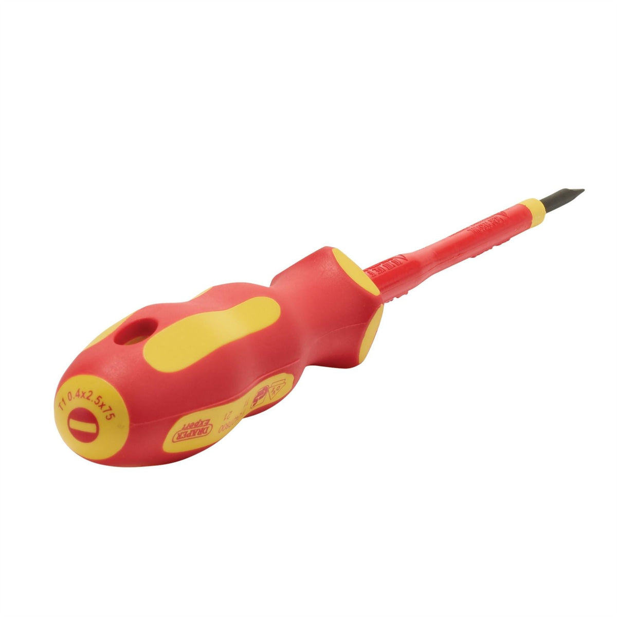Draper XP1000 VDE Plain Slot Screwdriver 2.5 x 75mm 64367  White Rose Tools