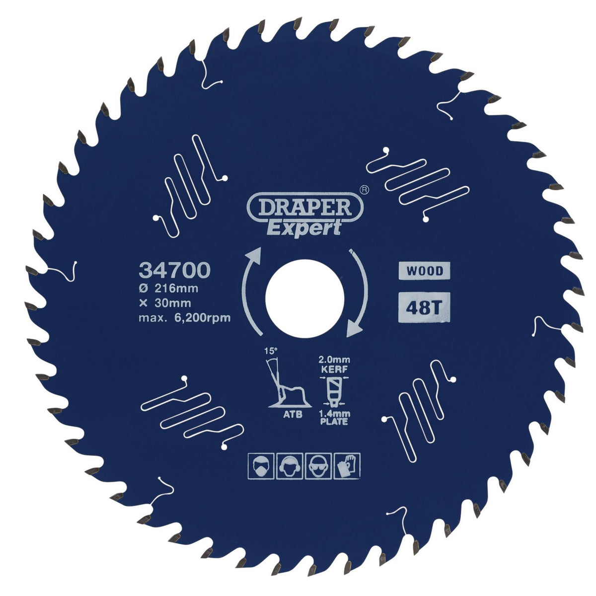 Draper Expert TCT Circular Saw Blade for Wood with PTFE Coating 216 x 30mm 48T 34700  White Rose Tools