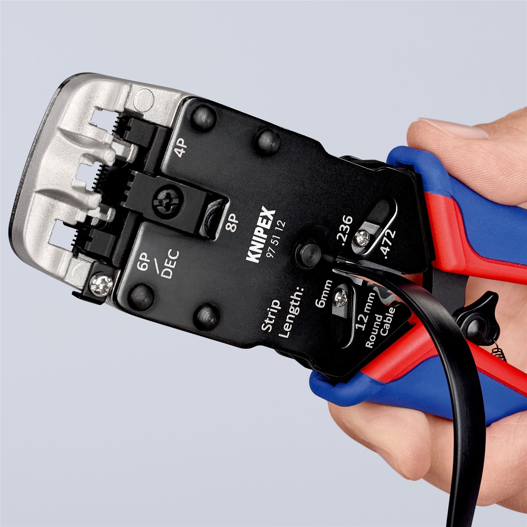 KNIPEX Crimping Pliers for Western Plugs RJ45 RJ10 RJ11 RJ12 200mm Multi Component Grips 97 51 12