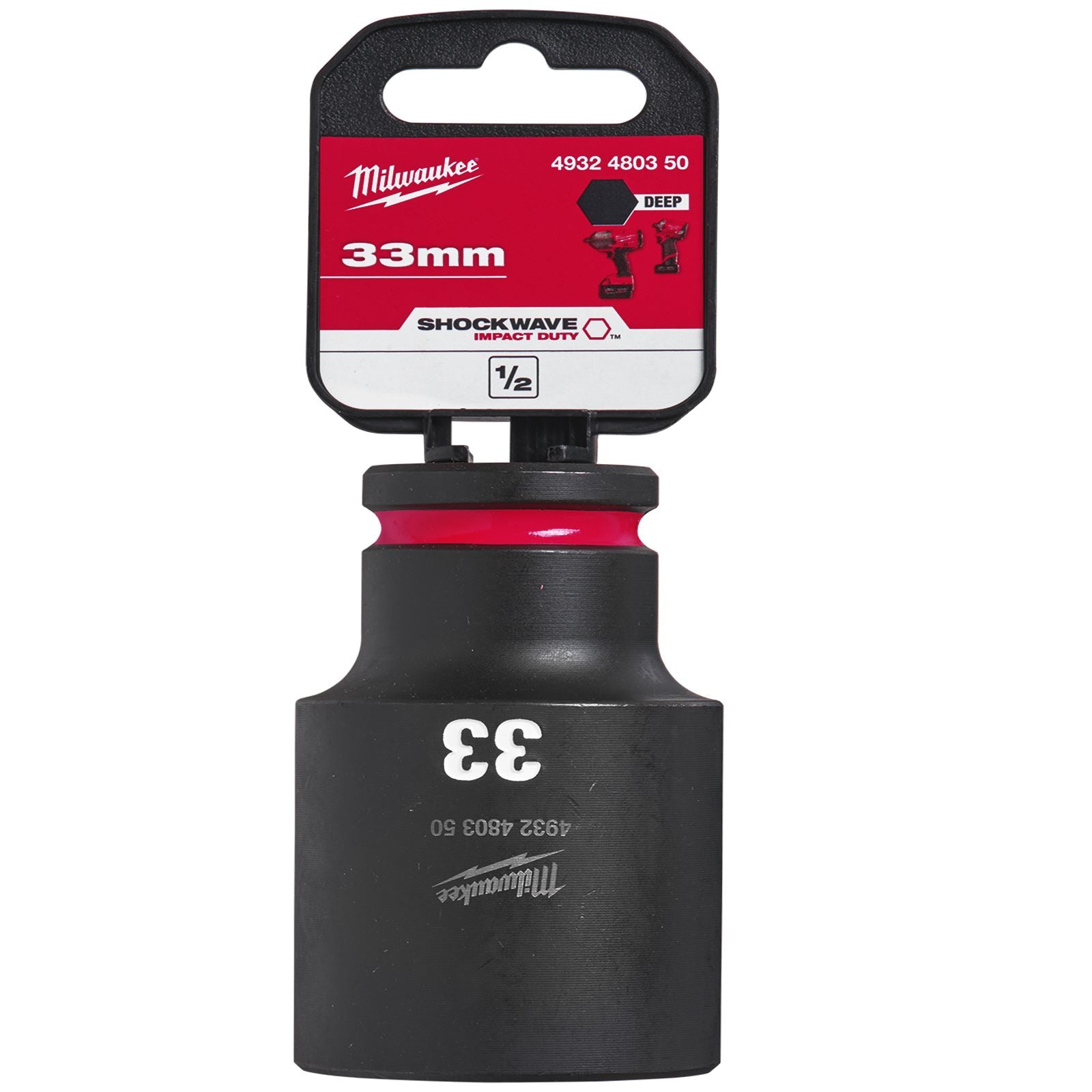 Milwaukee Impact Sockets Deep 1/2" Drive 8-36mm SHOCKWAVE Impact Duty 