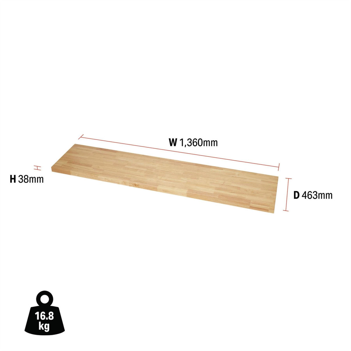 BUNKER Modular Hardwood Worktop 1360mm 27363  White Rose Tools