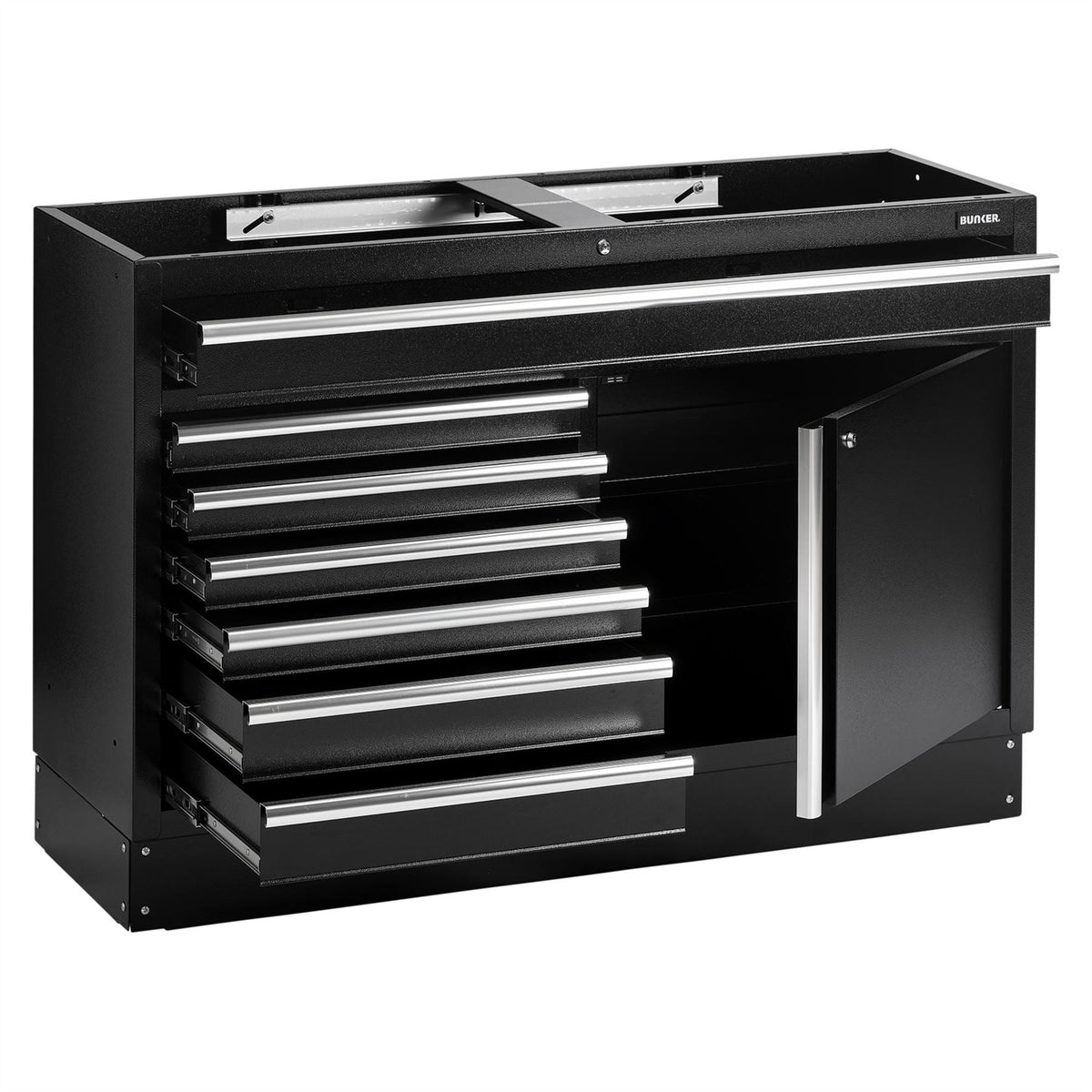 BUNKER Modular Floor Cabinet 7 Drawer 1360mm 08437  White Rose Tools