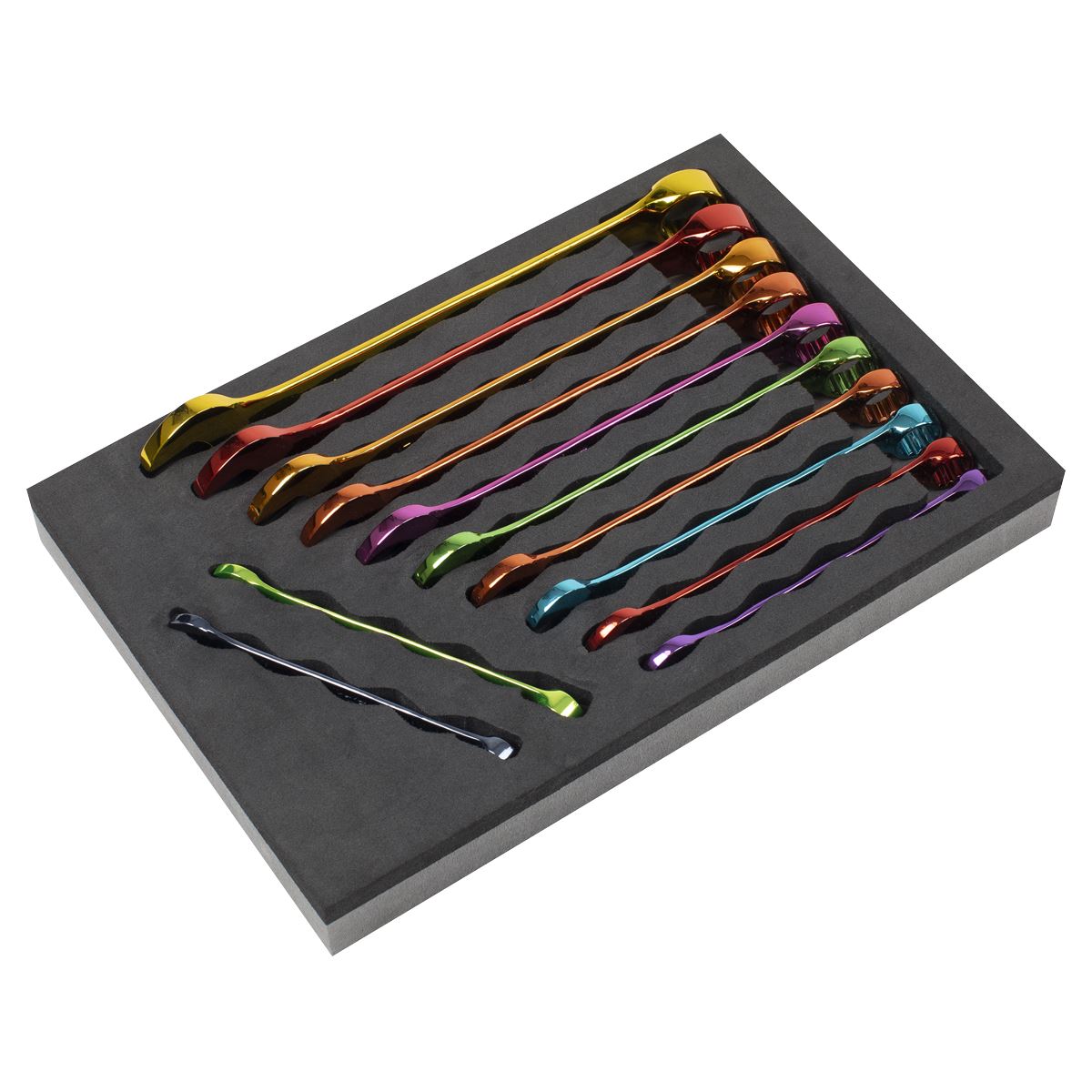 Sealey Premier Multi-Coloured Combination Spanner Set 12pc  White Rose Tools