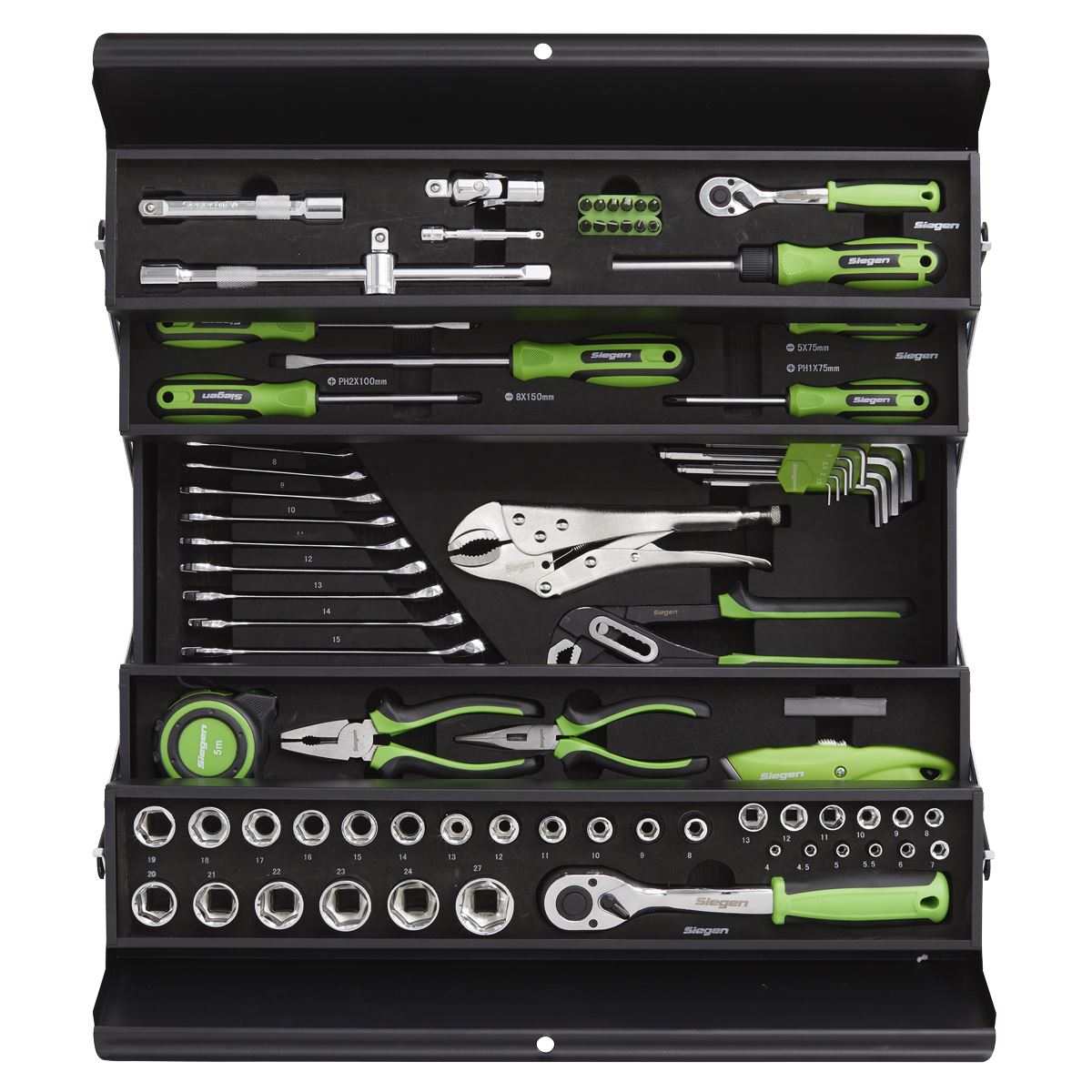 Siegen by Sealey Cantilever Toolbox with Tool Kit 86 Piece Sockets Spanners Screwdrivers