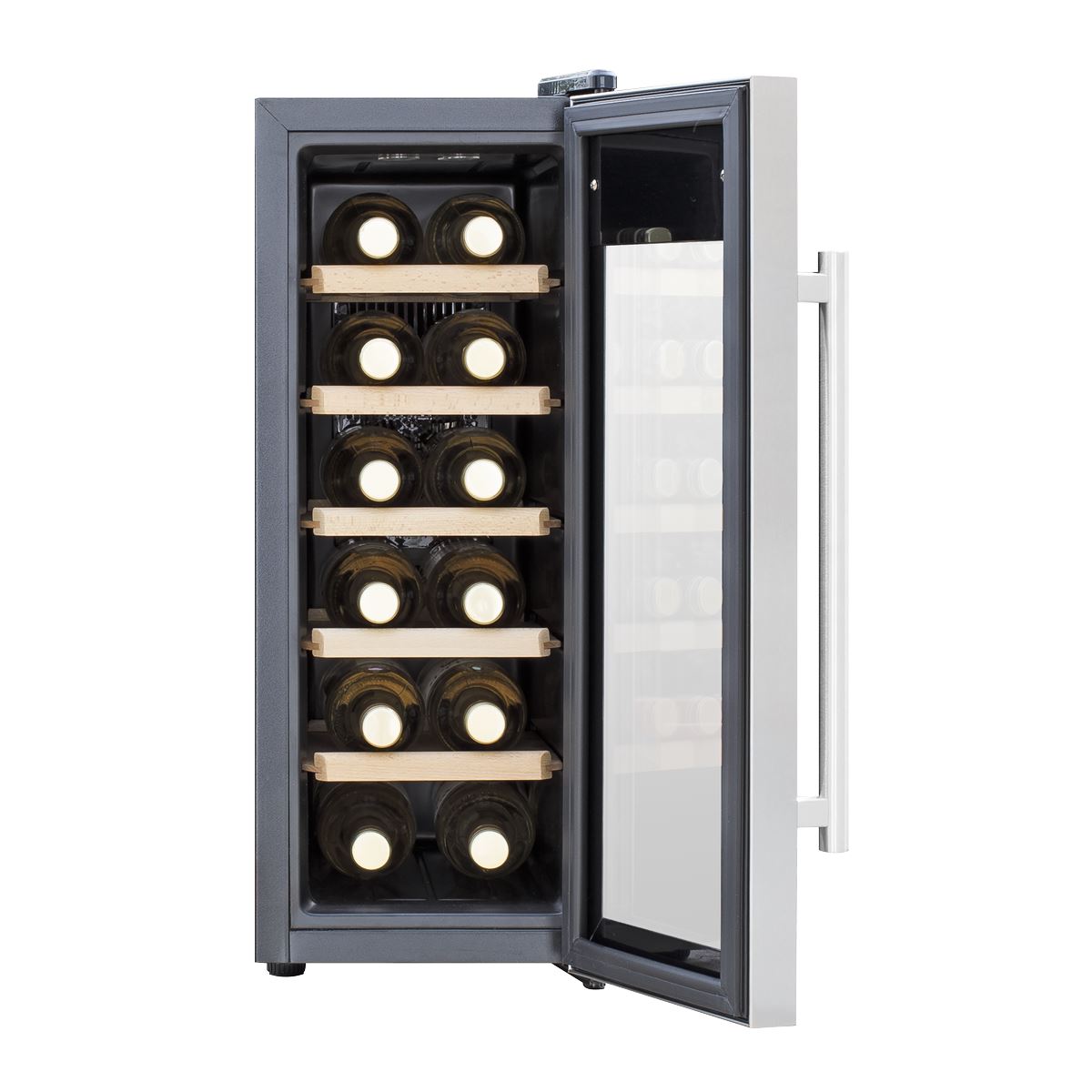Baridi 12 Bottle Wine Cooler with Digital Touchscreen Controls & LED Light, Stainless Steel