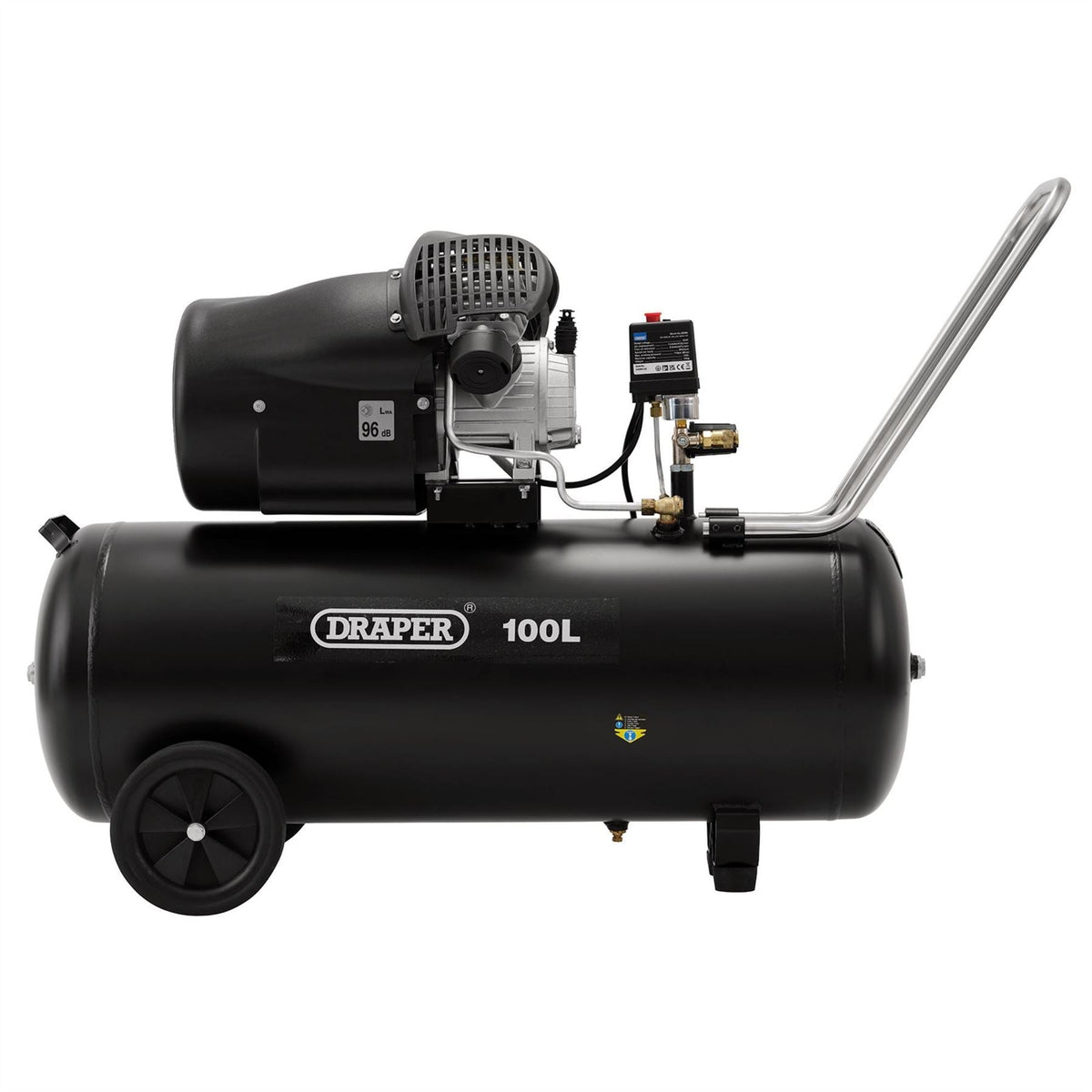 Draper 230V 100L Direct Drive V-Twin Air Compressor 2.2kW/3HP 65396  White Rose Tools