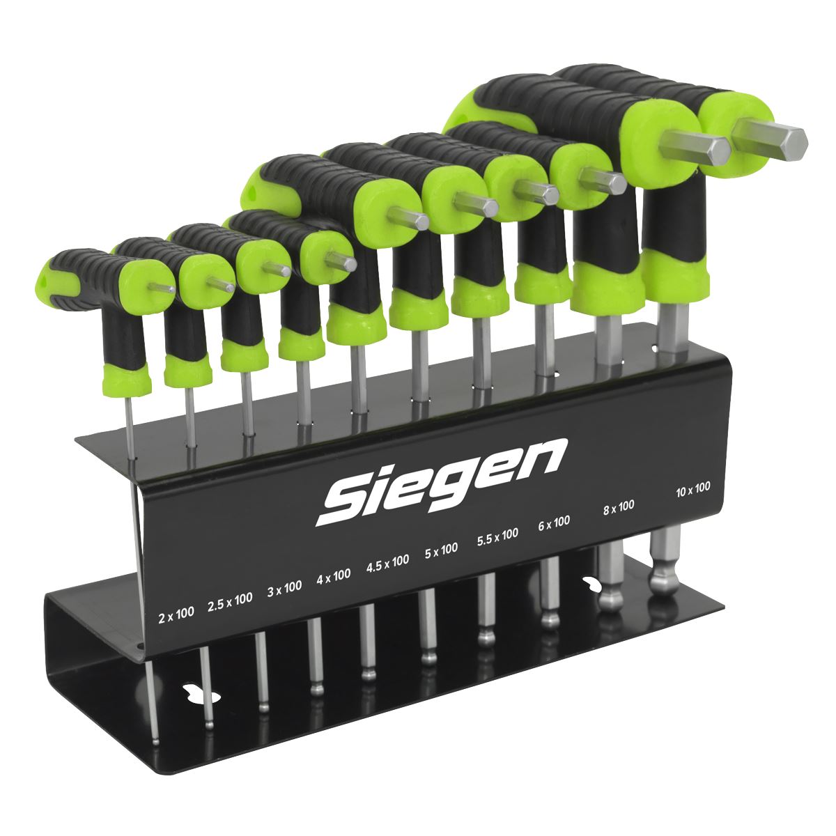 Siegen 10 Piece T-Handle Ball End Hex Key Set 2-10mm Allen Allan Keys Metal Stand