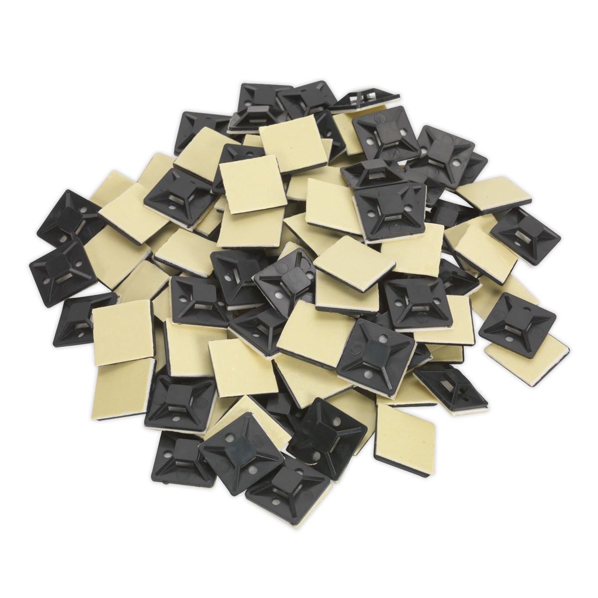 Sealey Cable Tie Mount Self Adhesive 25 x 25mm Black Pack of 100