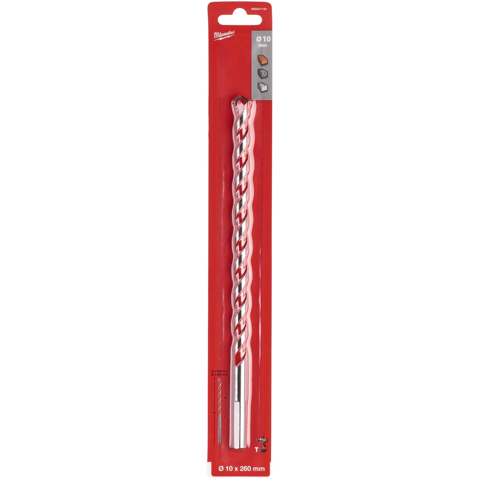Milwaukee Premium Concrete Masonry Drill Bits 3 Flat Shank Hammer and Rotary 