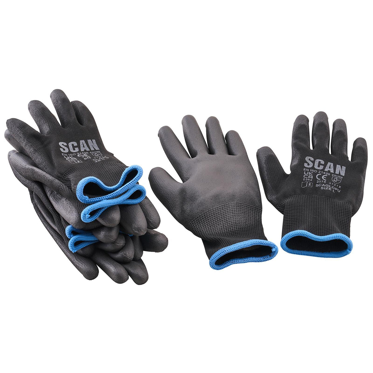 Scan PU Work Gloves (5 Pairs) SCAGLOPU5  White Rose Tools