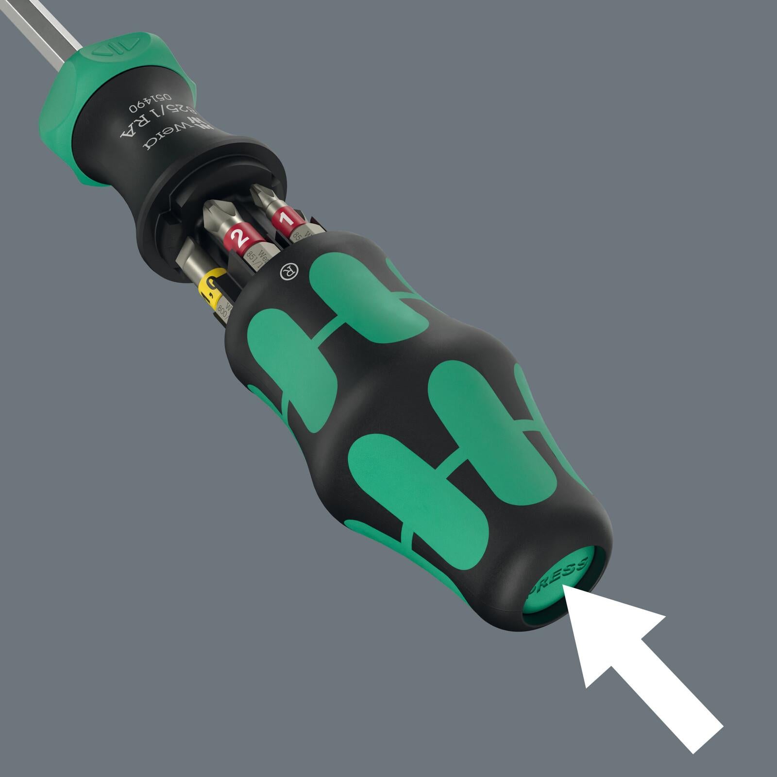 Wera Ratchet Screwdriver Kraftform Kompakt 27 RA 1 Integrated Bit Magazine 6 Pieces PH PZ SL