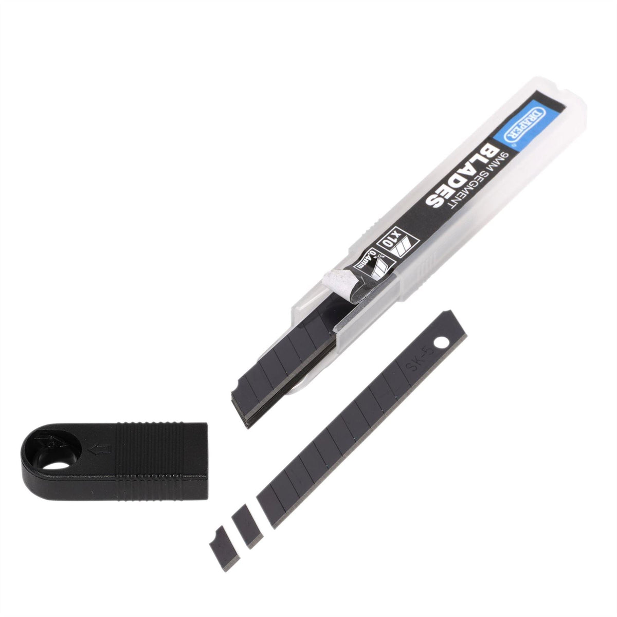 Draper Snap-Off Segment Knife Blades 9mm Black (Pack of 10) 27786  White Rose Tools
