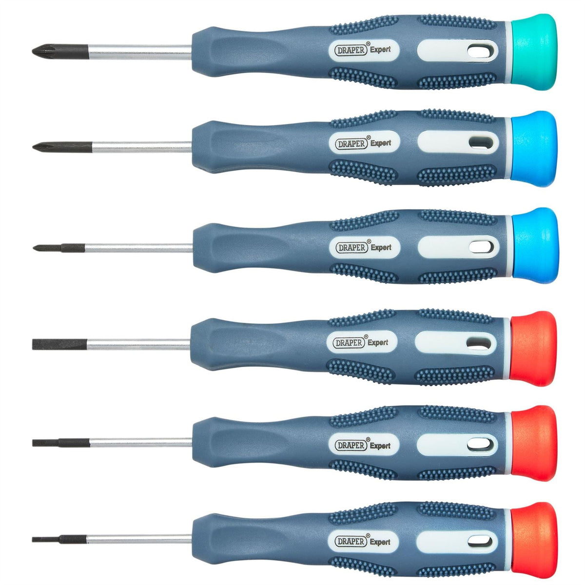 Draper Expert Soft Grip Precision Screwdriver Set (6 Piece) 78924  White Rose Tools