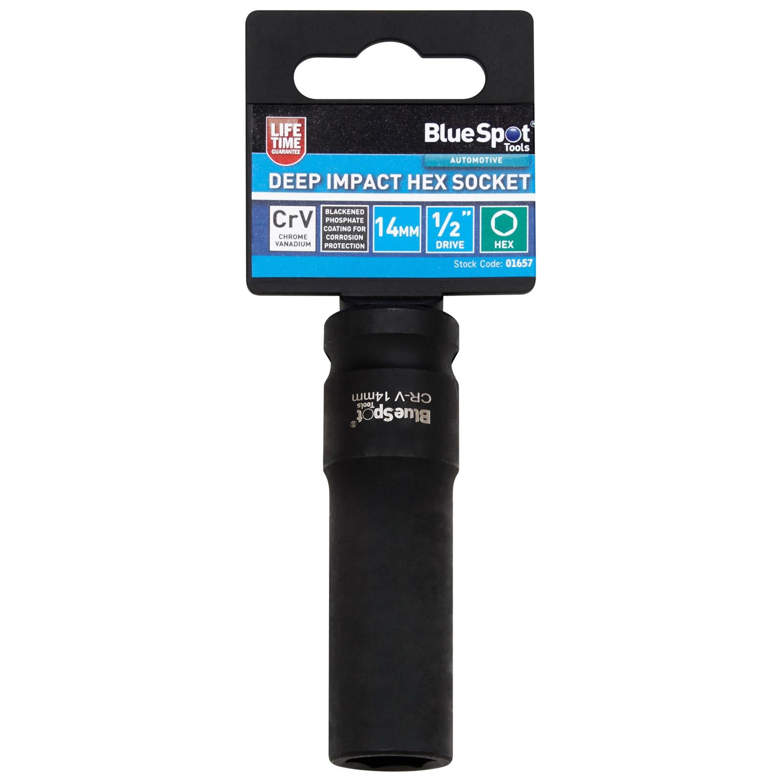 BlueSpot Deep Impact Socket 1/2" Drive 6 Point Hex Individual 8-41mm - Choose Size  White Rose Tools
