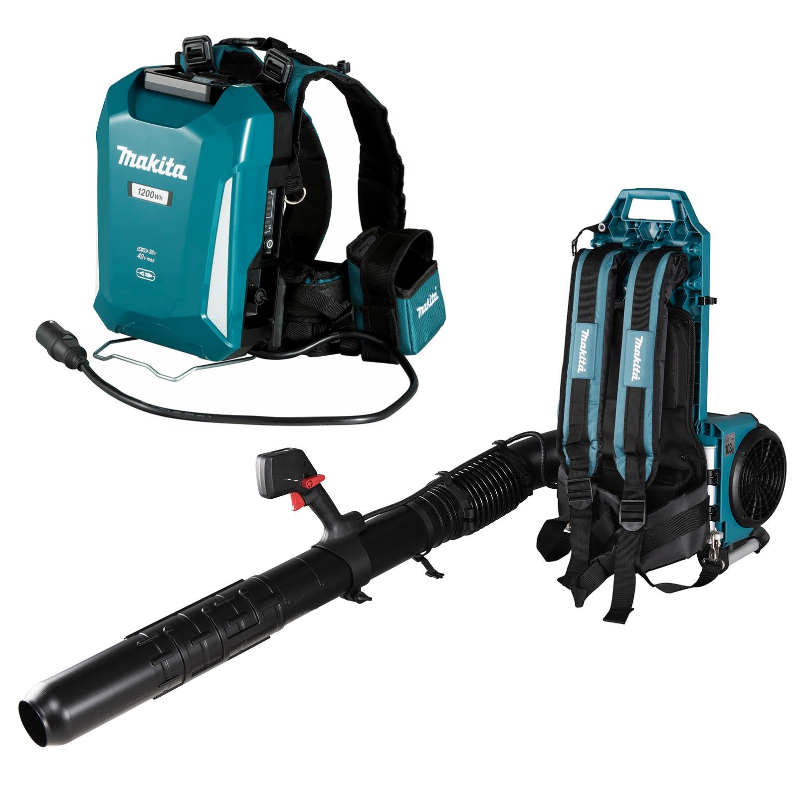 Makita Leaf Blower Backpack and PDC1200 Power Pack 18V 40V LXT XGT Compatible Brushless Cordless 22N Garden Grass Clippings UB002CX3