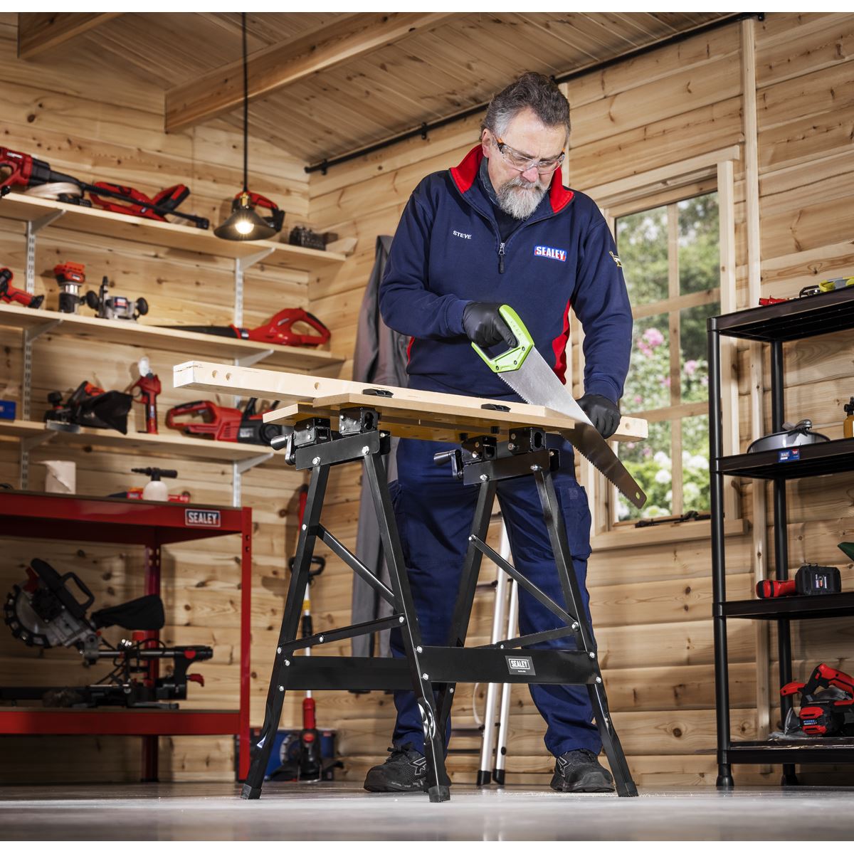 Sealey Tilt and Clamp Folding Workbench  White Rose Tools